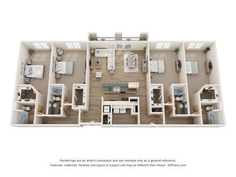 Floor plan for 4 beds, 4 baths, 2488 sqft